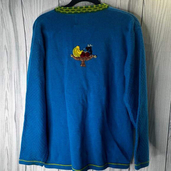 RARE Vintage Storybook Knits Monkeys Bananas Tropical Island Size Large - Picture 4 of 8